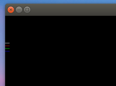 Four "pixels" (dashes) in white, red, green and blue.