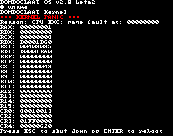 kernel panic registers dump