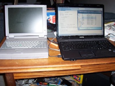 104_1406.JPG (113.84 KiB) Viewed 6309 times The testbed, Pyranna (on the left) and main dev machine, Kazinsal (right).